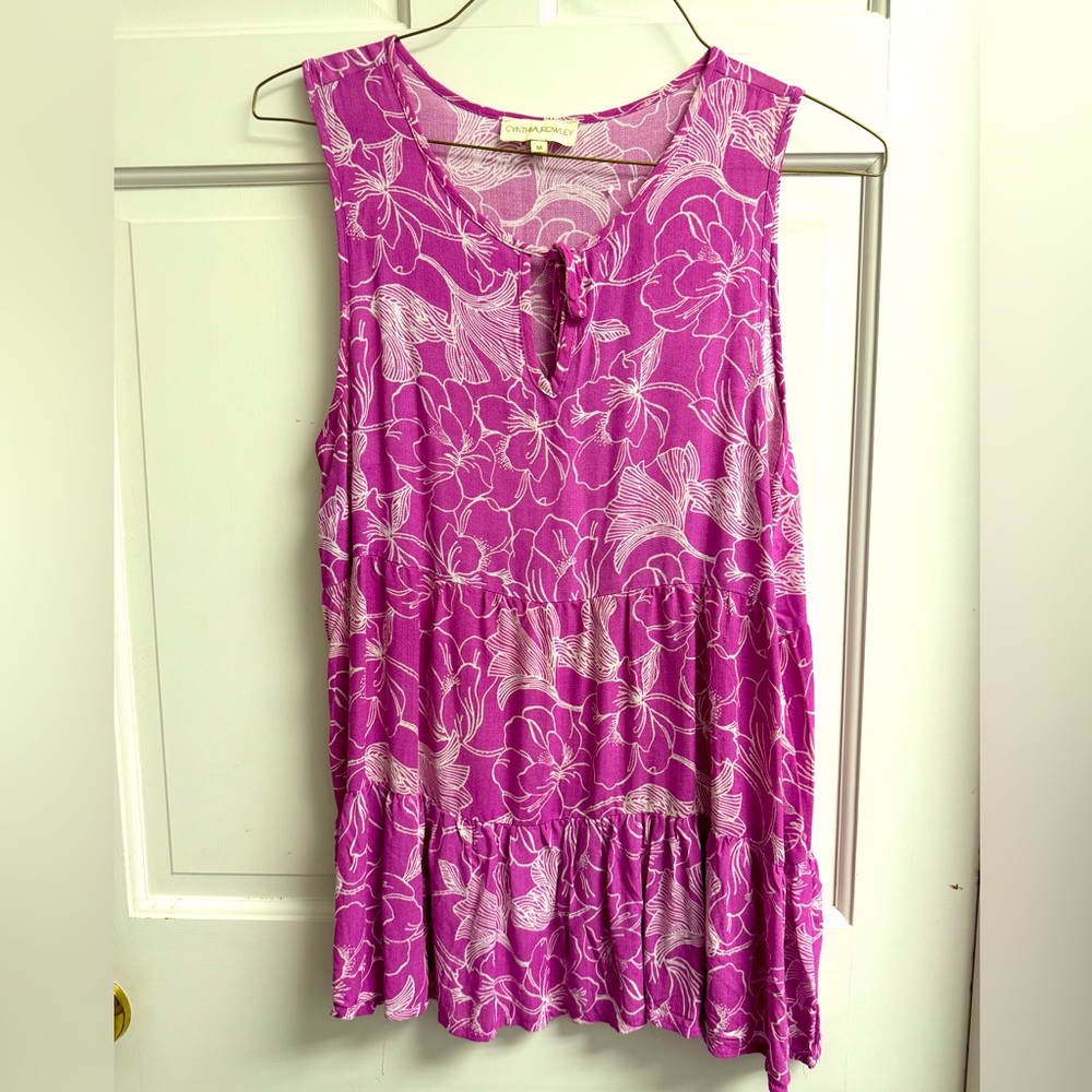 Cynthia Rowly pink sleeveless blouse